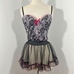 Rampage Intimates Slip Dress  Womens M Lace Babydoll Lingerie Fairycore